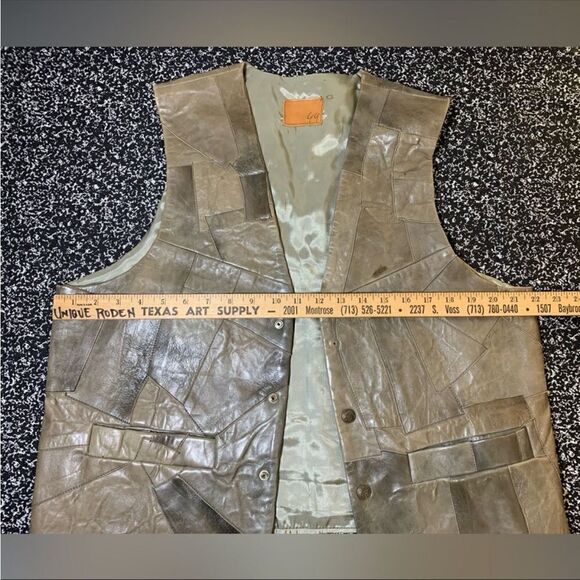 One of a kind Leather Patch Vest - Picture 11 of 12